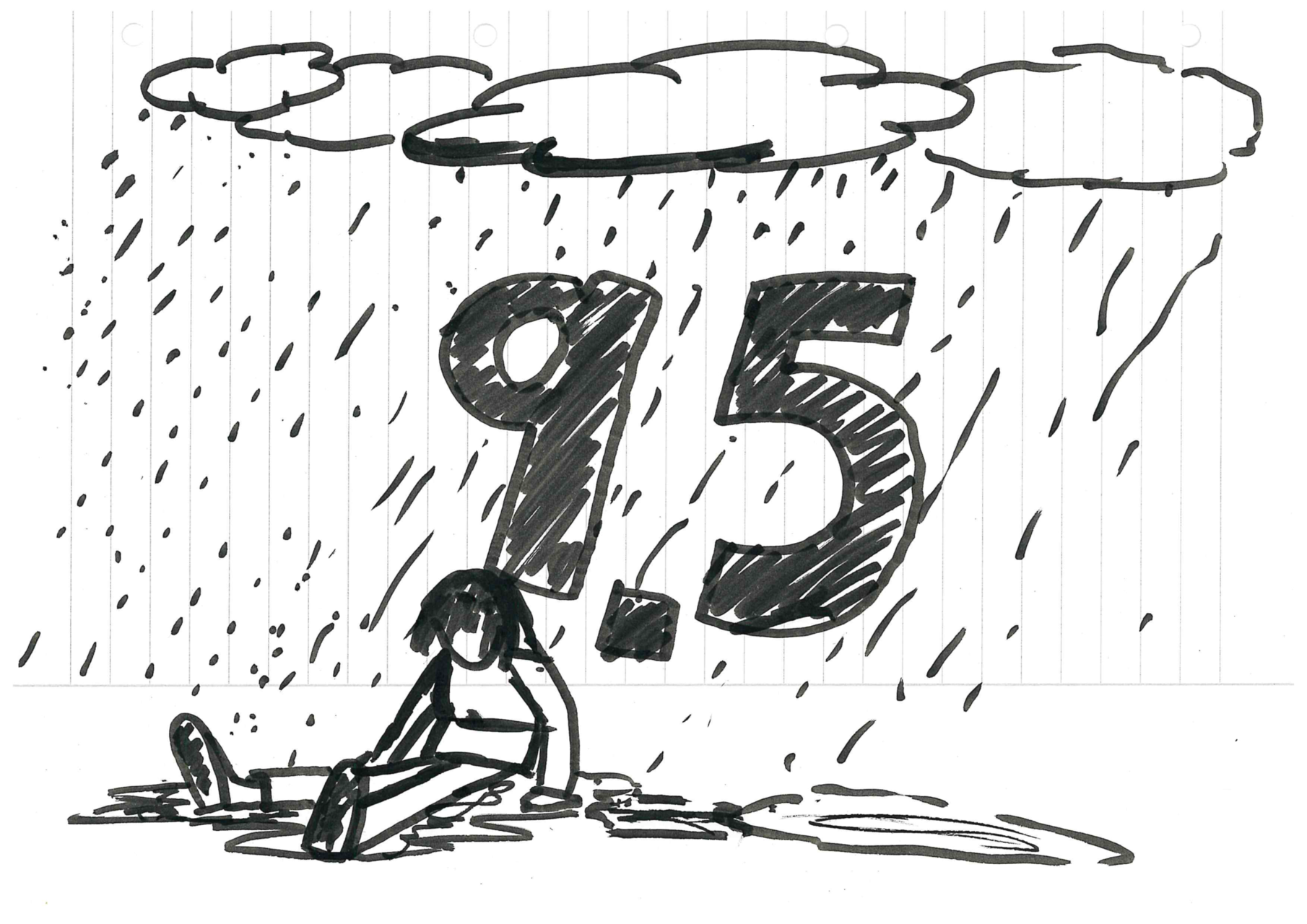 Eine im Regen sitzende Person. Wertung 9,5